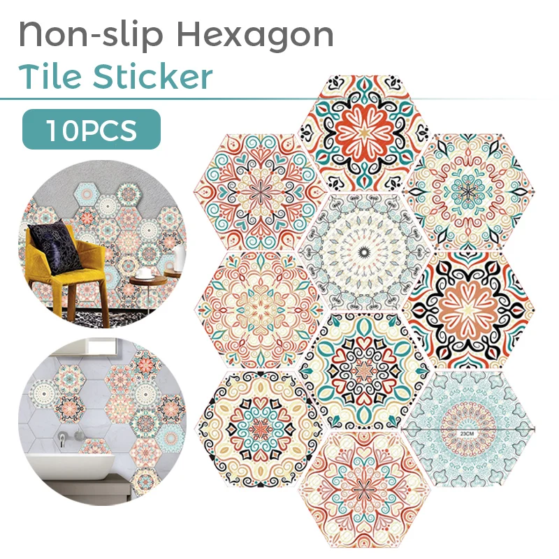 10PCS 3D Mandala Hexagon Tile Wall Sticker Removable Mural Bathroom Art Decal Bathroom/Kitchen Home Non-slip Floor Sticker Decor
10PCS 3D Mandala Hexagon Tile Wall Sticker Removable Mural Bathroom Art Decal Bathroom/Kitchen Home Non-slip Floor Sticker Decor