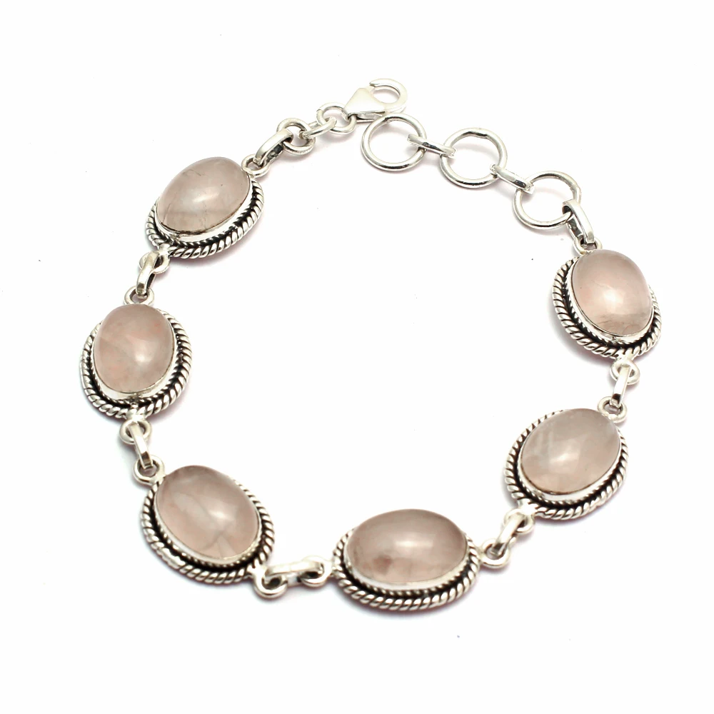 Genuine Rose Quartz Bracelet 925 Sterling Silver, Women Fine Jewelry Gift, 2SBR0210
Genuine Rose Quartz Bracelet 925 Sterling Silver, Women Fine Jewelry Gift, 2SBR0210