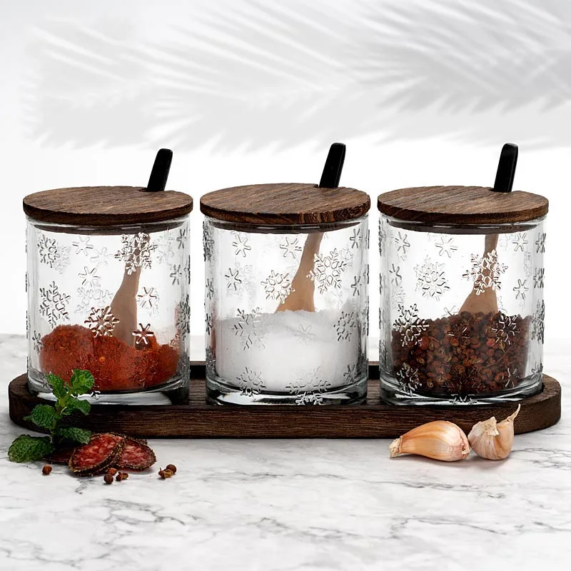 European Glass Storage Jar Relief Spice Container Jars Condiment Dispenser Salt and Pepper Shakers Kitchen Organizer Suit
European Glass Storage Jar Relief Spice Container Jars Condiment Dispenser Salt and Pepper Shakers Kitchen Organizer Suit