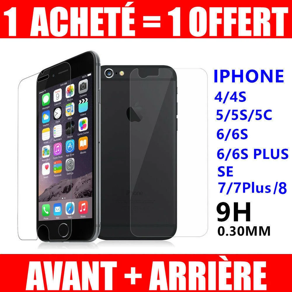Vitre AVANT+ARRIRE Film de Protection en Verre Tremp For iPhone 7 / 8 6/6S/Plus/5S
Vitre AVANT+ARRIRE Film de Protection en Verre Tremp For iPhone 7 / 8 6/6S/Plus/5S