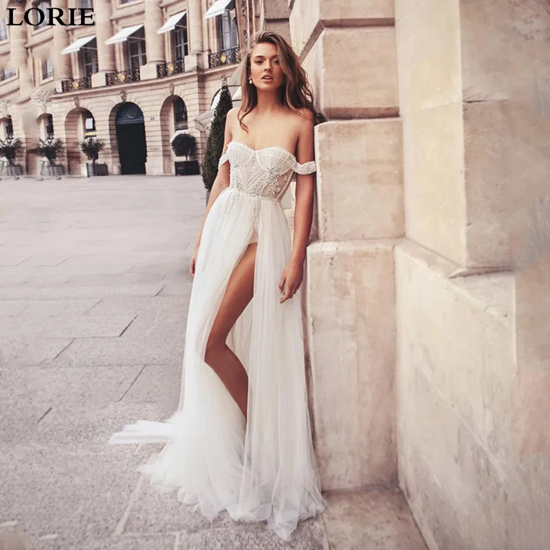 LORIE A Line Wedding Dress High Split Lace Bride Dress Off The Shoulder Vestidos de novia Backless Boho Bride Wedding Gowns
LORIE A Line Wedding Dress High Split Lace Bride Dress Off The Shoulder Vestidos de novia Backless Boho Bride Wedding Gowns