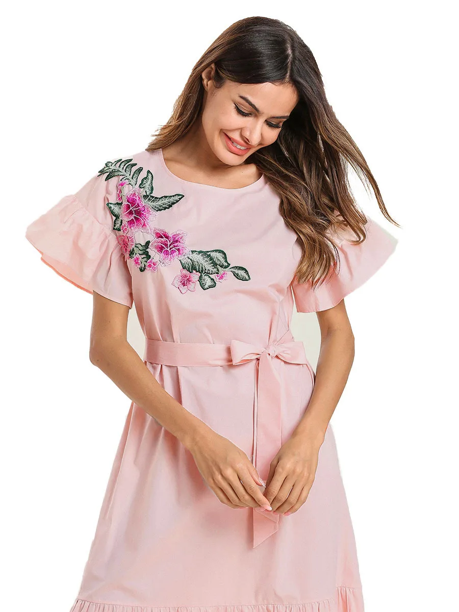 Loose Casual Ethnic Dress Bandage Flared sleeves Plus Size Maxi Dress for Women Pink Summer 2021 Arabic Muslim Islamic Clothes
Loose Casual Ethnic Dress Bandage Flared sleeves Plus Size Maxi Dress for Women Pink Summer 2021 Arabic Muslim Islamic Clothes