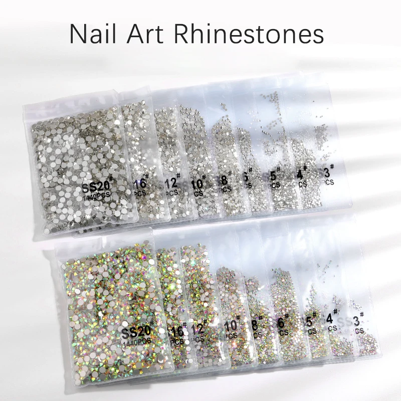 1440Pcs SS3-SS20 Nail Art Rhinestones Crystal AB Silver Flat back Rhinestons Gems For Nail Decoration
1440Pcs SS3-SS20 Nail Art Rhinestones Crystal AB Silver Flat back Rhinestons Gems For Nail Decoration