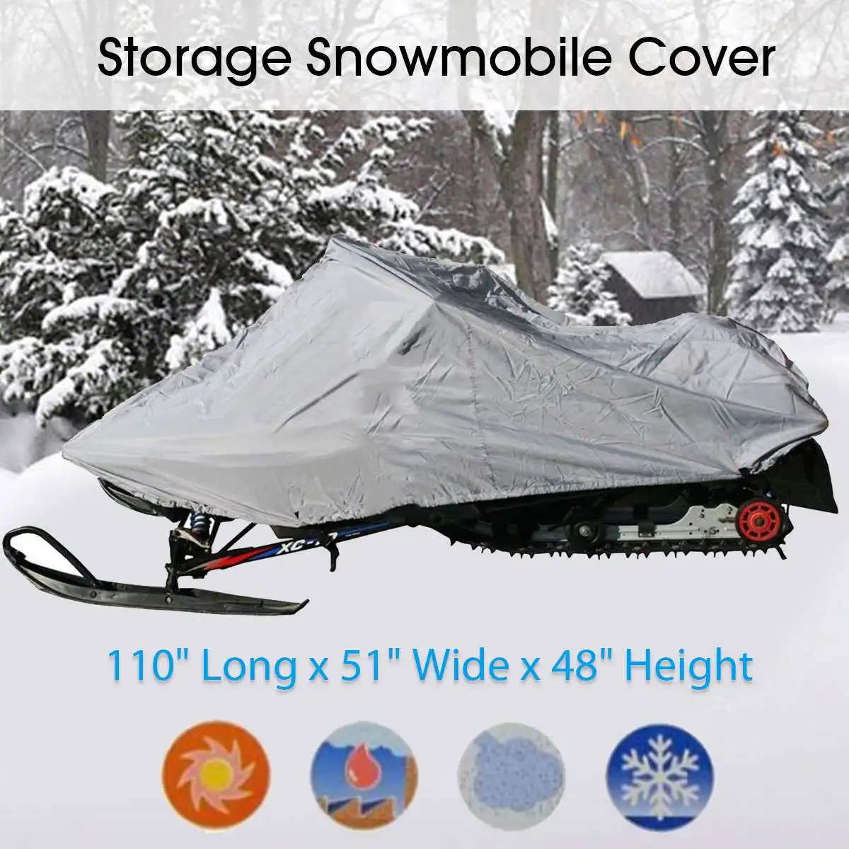 110x 51 x 48inch Snowmobile Cover Waterproof Dust Trailerable Sled Storage Anti-UV All-Purpose Cover Winter Motorcyle Outdoor
110x 51 x 48inch Snowmobile Cover Waterproof Dust Trailerable Sled Storage Anti-UV All-Purpose Cover Winter Motorcyle Outdoor