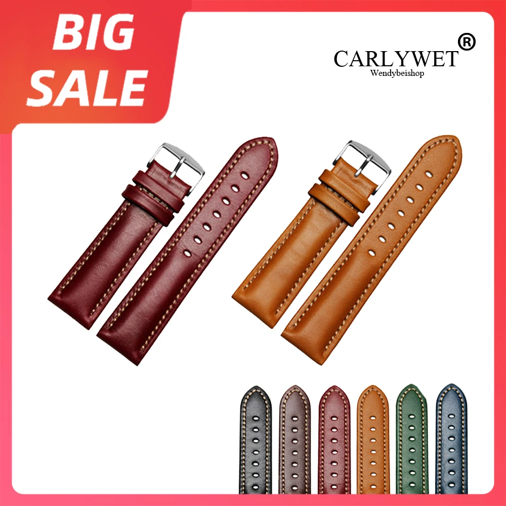 CARLYWET 18 20 22mm Top Luxury Handmade Leather VINTAGE Black Wrist Watch Band Strap Belt For CITIZEN Omega Rolex Tag Heuer
CARLYWET 18 20 22mm Top Luxury Handmade Leather VINTAGE Black Wrist Watch Band Strap Belt For CITIZEN Omega Rolex Tag Heuer