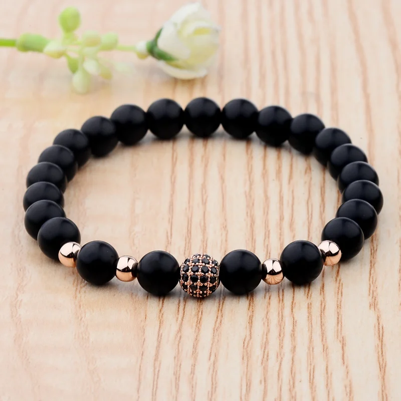 Luxury Natural Stone Bracelet Yoga Jewelry Micro Pave CZ Ball Matte Charms Beads Bracelets For Women Men | Украшения и аксессуары