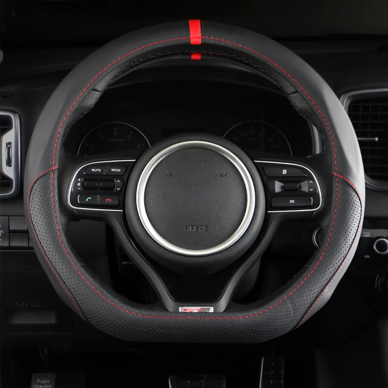 Кольцо в виде буквы D кожаный чехол рулевого колеса автомобиля для Kia Sportage Оптима