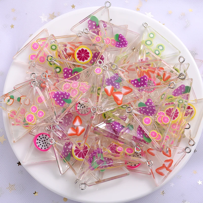 New 6Pcs/Pack Transparent Cartoon Cute Fruit Printing Acrylic Pendants Triangle Pendants For Jewelry Making DIY Earring Necklace
New 6Pcs/Pack Transparent Cartoon Cute Fruit Printing Acrylic Pendants Triangle Pendants For Jewelry Making DIY Earring Necklace