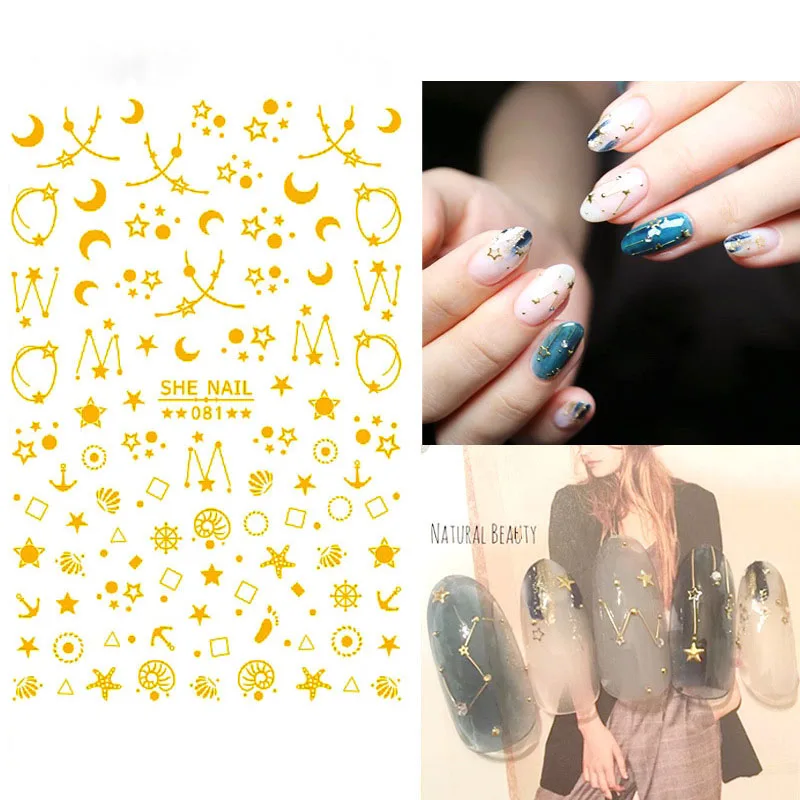 Nail Stickers Mixed Patterns Gold Nail Decoration Round Heart Flower Shape DIY Decorations Nail Art Tool on Nails
Nail Stickers Mixed Patterns Gold Nail Decoration Round Heart Flower Shape DIY Decorations Nail Art Tool on Nails