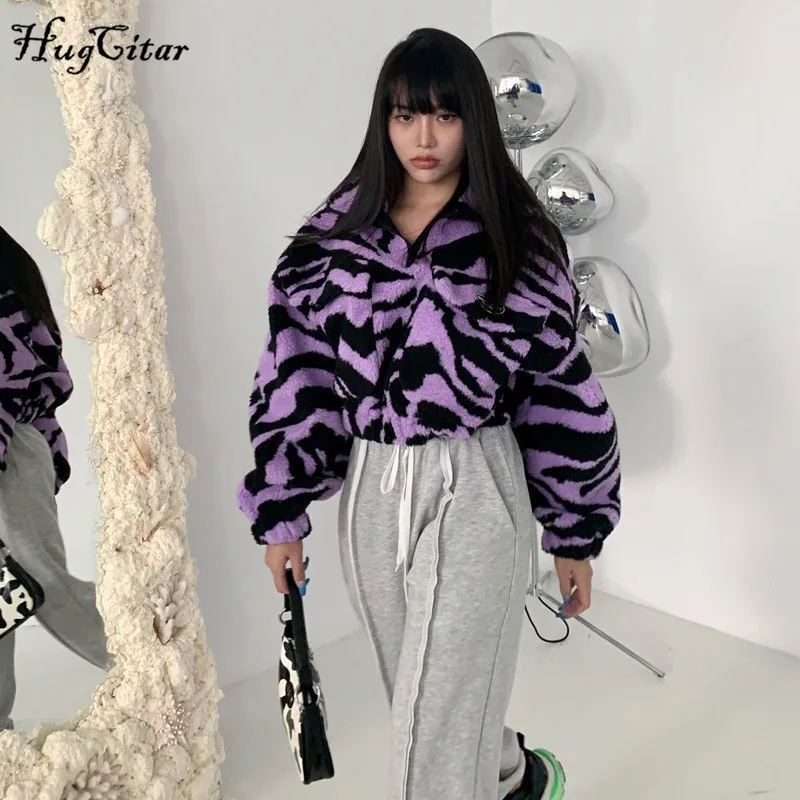 Hugcitar 2020 Long Sleeve Zebra Lamb Wool Zip Up Pocket Patchwork Crop Coat Autumn Winter Women Fashion Jacket Windbreaker 
Hugcitar 2020 Long Sleeve Zebra Lamb Wool Zip Up Pocket Patchwork Crop Coat Autumn Winter Women Fashion Jacket Windbreaker