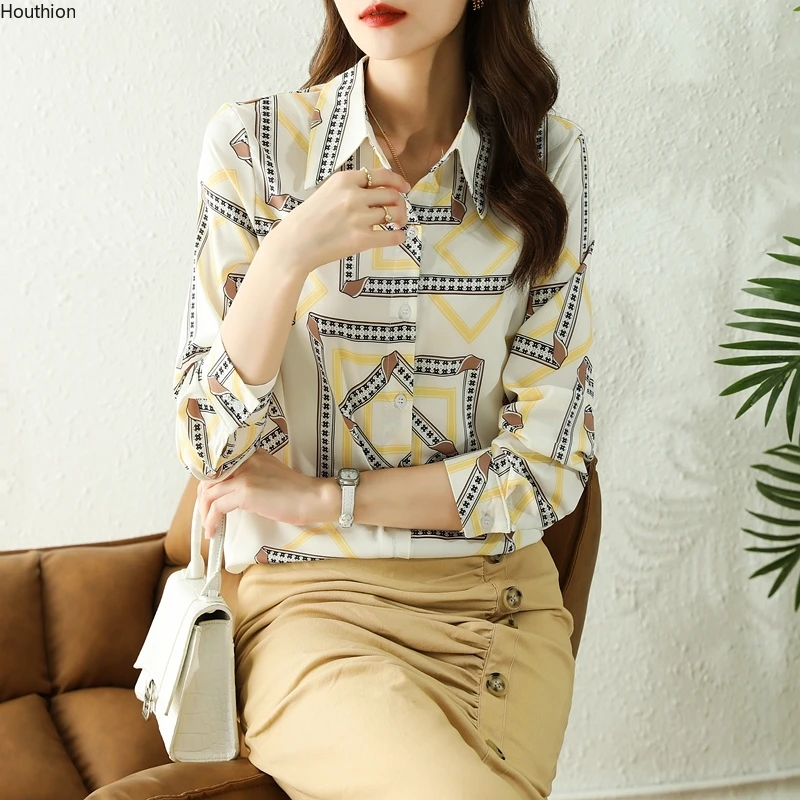 Chiffon Women's Blouse Print Polo Girl's Shirt Summer Fashion Long Sleeve Top Loose Clothing Casual Lady Blusas Houthion
Chiffon Women's Blouse Print Polo Girl's Shirt Summer Fashion Long Sleeve Top Loose Clothing Casual Lady Blusas Houthion