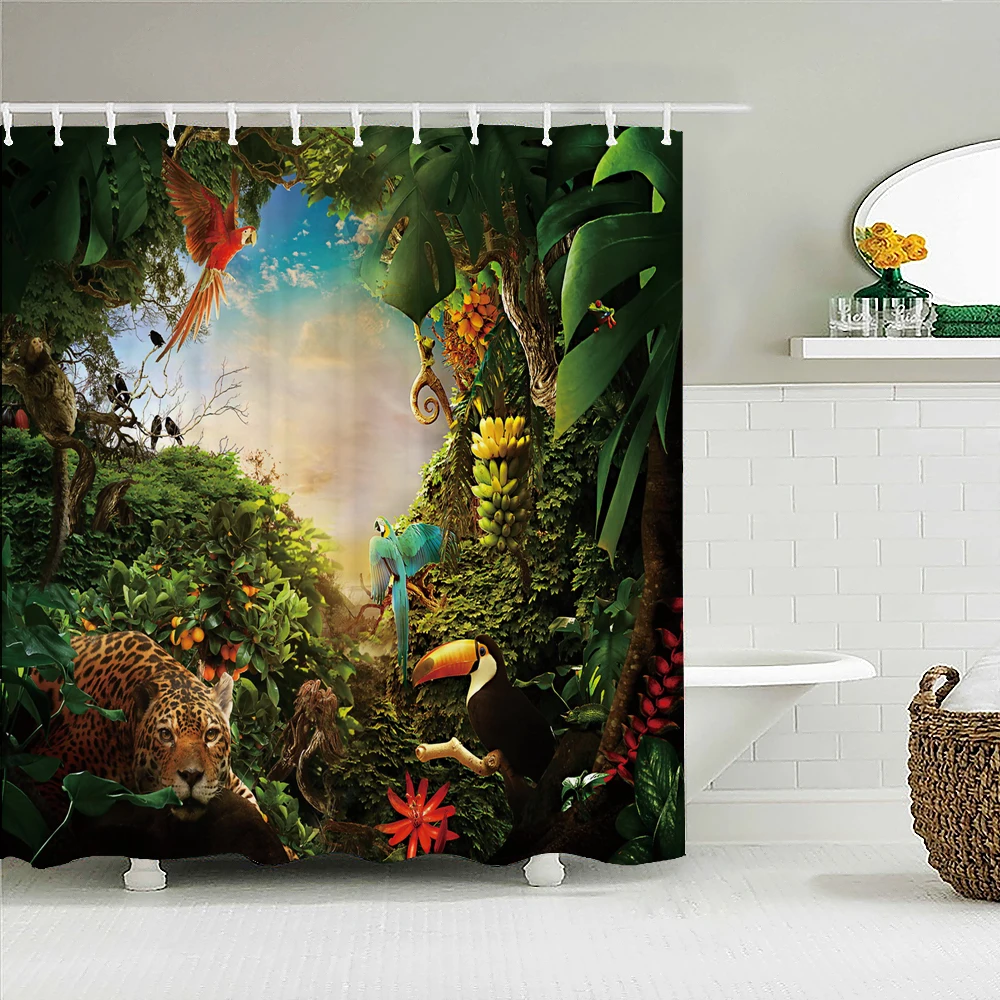 3D Print Tropical Forest Animal Shower Curtain Bathroom Waterproof Polyester Natural Rainforest landscape Decor Shower Curtains
3D Print Tropical Forest Animal Shower Curtain Bathroom Waterproof Polyester Natural Rainforest landscape Decor Shower Curtains