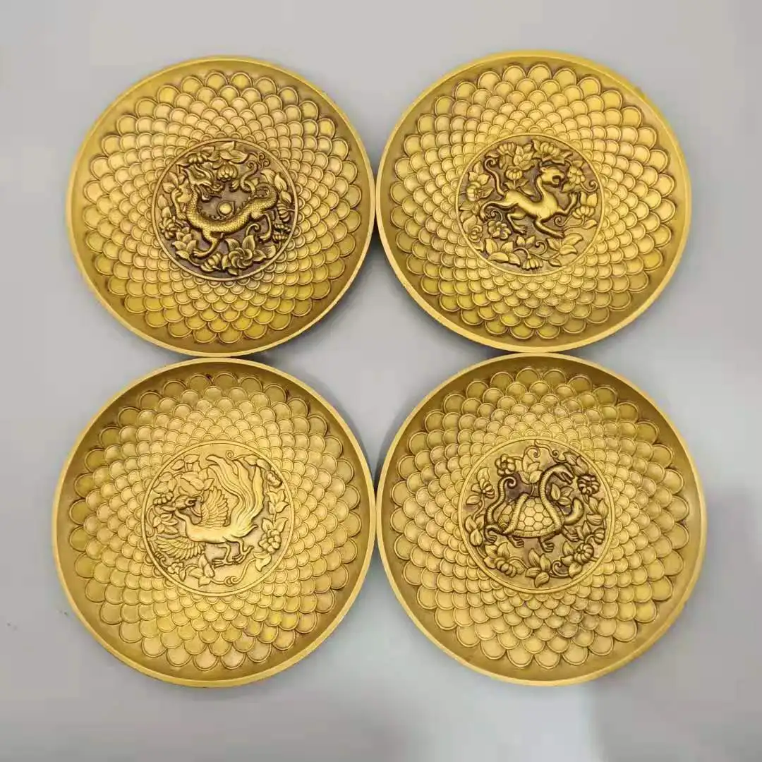 Rare Ming dynasty(xuande:1426—1435)Old copper Five cows figure plate,4 pieces/pack
Rare Ming dynasty(xuande:1426—1435)Old copper Five cows figure plate,4 pieces/pack