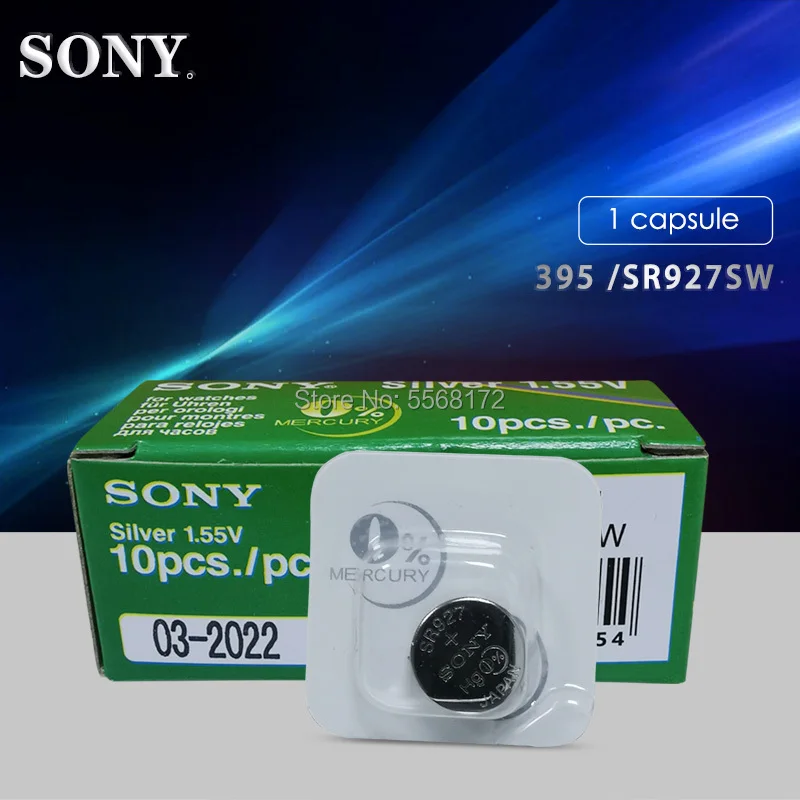 1 шт. Sony Однослойная упаковка 395 SR927SW 399 SR927W LR927 AG7 55 V часовая батарея кнопочная