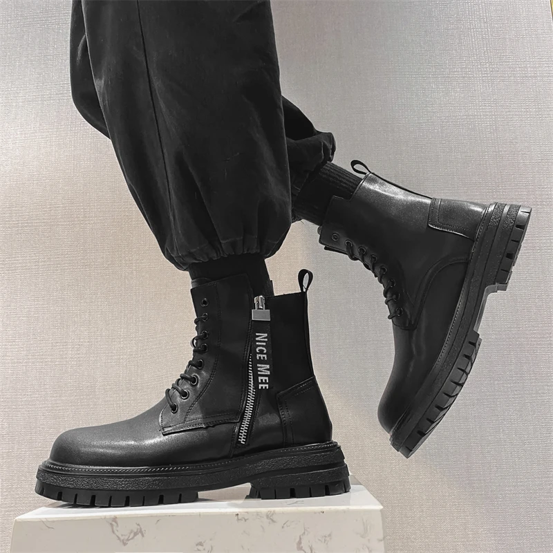 Men Martens Cow Leather Shoes Korean Motorcycle Boots Black Size 38-44 Mens Zipper Punk Boots
Men Martens Cow Leather Shoes Korean Motorcycle Boots Black Size 38-44 Mens Zipper Punk Boots