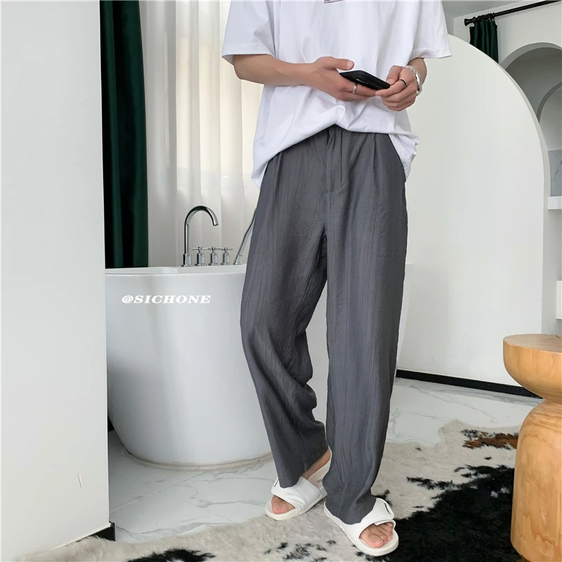 High Quality 2021 Wide-leg Men's Pants Elastic Waist Ankle-length Loose Black Pants Male Casual Ice Silk All-match Pants
High Quality 2021 Wide-leg Men's Pants Elastic Waist Ankle-length Loose Black Pants Male Casual Ice Silk All-match Pants