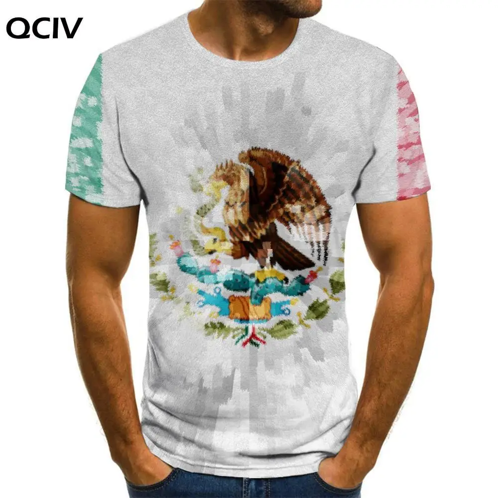 QCIV брендовая футболка с орлом Мужская принтом молнии мексиканские Забавные