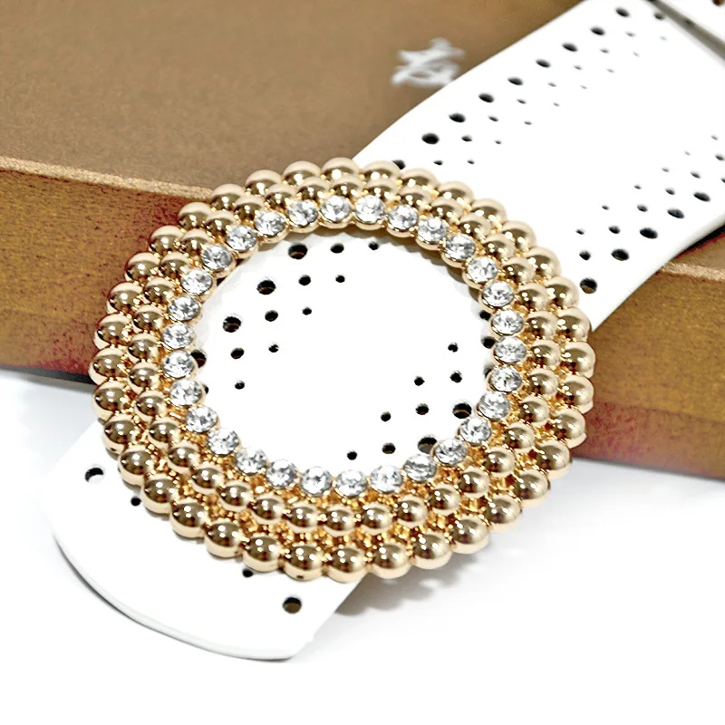 Ladies New Hollow Belt Wholesale Women's Fashion All-Match Rhinestone Inlaid round Buckle Imitation Leather Belt
Ladies New Hollow Belt Wholesale Women's Fashion All-Match Rhinestone Inlaid round Buckle Imitation Leather Belt