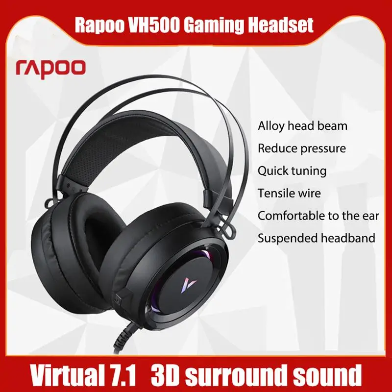 

Rapoo Virtual 7.1 Channels Stereo Wired Gaming Headphones Game Headset Over Ear with Mic Fast Volume Control for Laptop PC Gamer