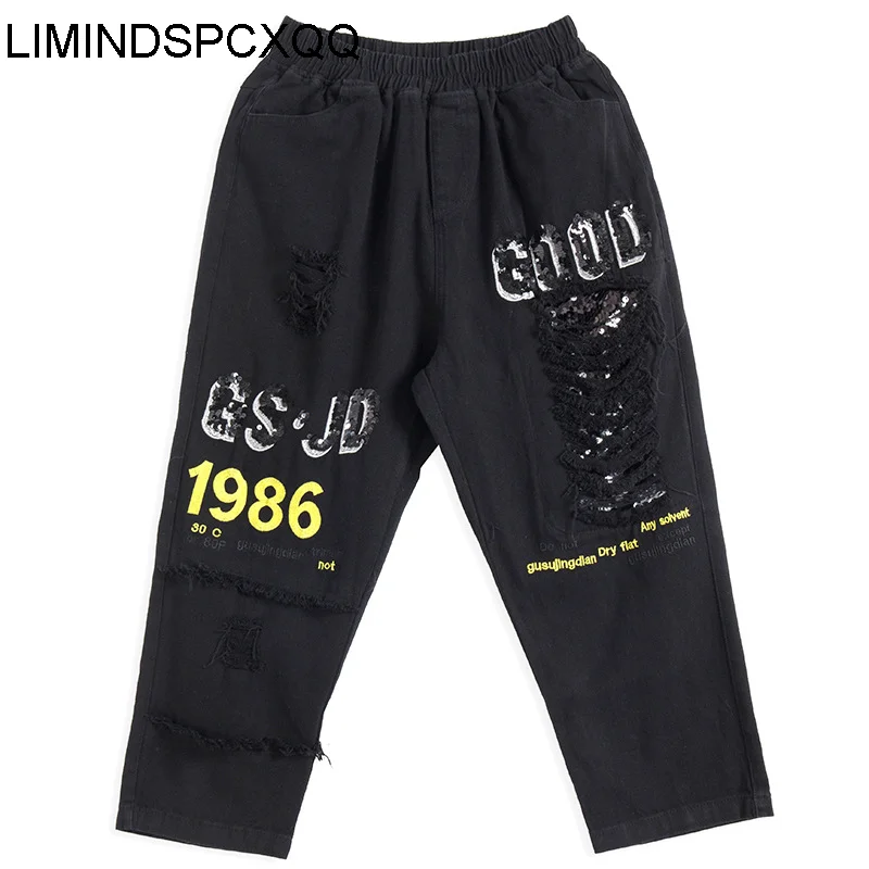 LIMINDSPCXQQ European Style 2021 Pantalons Ladies Sequins Vintage Jeans Womens Holes Ripped Denim Trouser Female Oversized Pants
LIMINDSPCXQQ European Style 2021 Pantalons Ladies Sequins Vintage Jeans Womens Holes Ripped Denim Trouser Female Oversized Pants