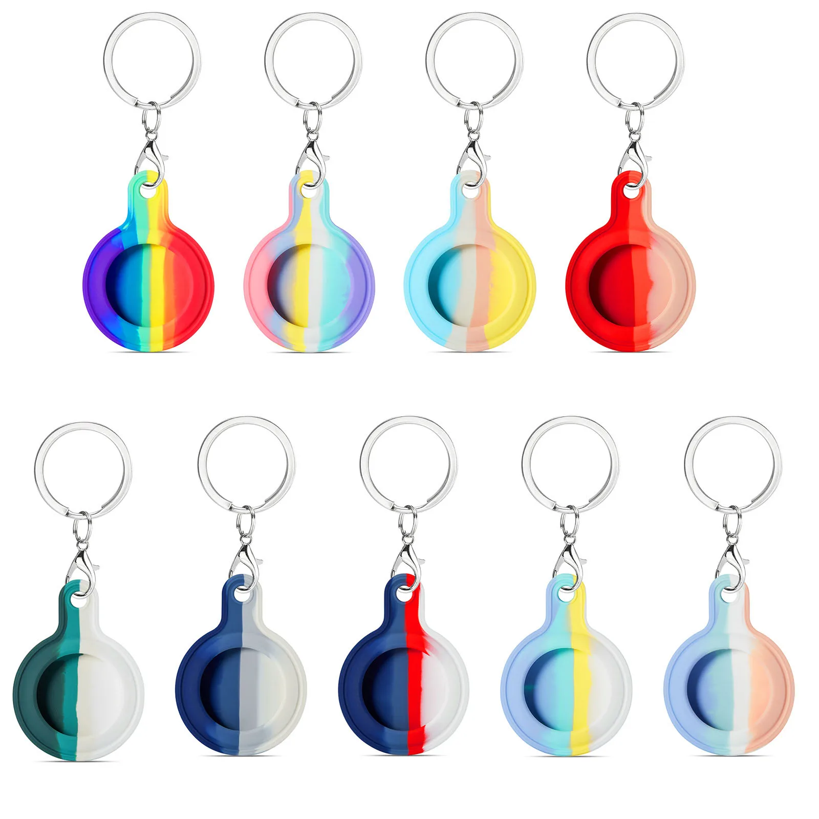 Hot Sale Fashion Rainbow Design Tracker Case with Keychain for Airtag Colorful Anti-lost Locator Device Soft Cover for Airtags
Hot Sale Fashion Rainbow Design Tracker Case with Keychain for Airtag Colorful Anti-lost Locator Device Soft Cover for Airtags