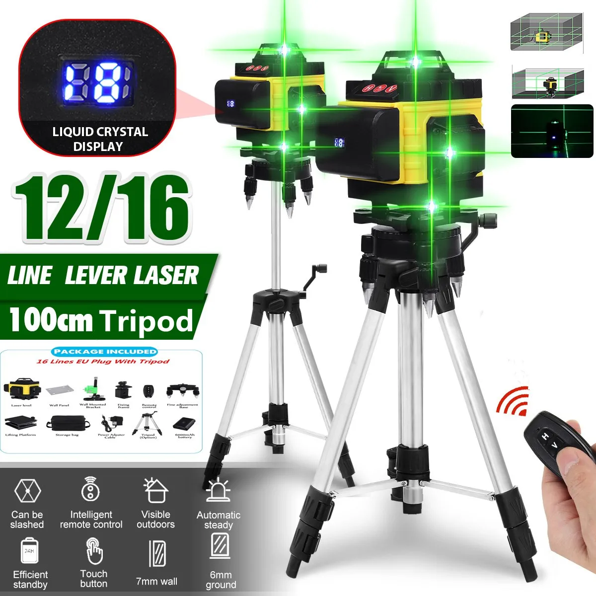 Laser levels 12 16 Lines Horizontal&Vertical Leveling Tool For Floor Wall Green Light 360 Self-Leveling Laser levels With Tripod
Laser levels 12 16 Lines Horizontal&Vertical Leveling Tool For Floor Wall Green Light 360 Self-Leveling Laser levels With Tripod