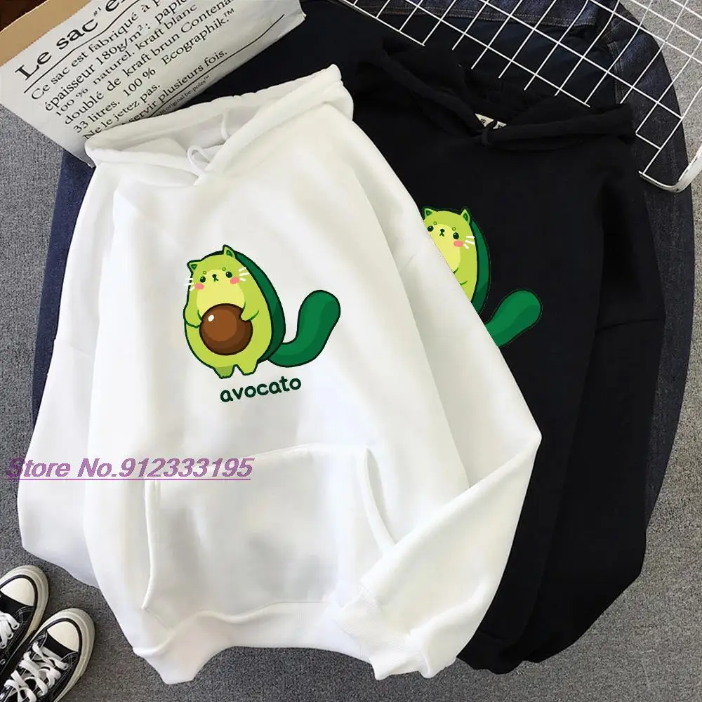 

Winter Personality Cute Couple Pullover Cartoon Avocado Print Warm Casual Student Hoodie Fashion Tide Clothes Female Sudadera