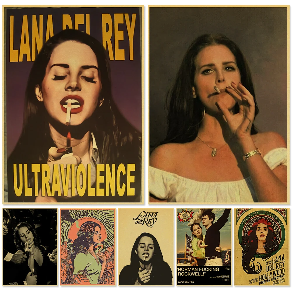 

Lana Del Rey Singer Kraft Paper Poster Ultraviolence Born To Die Posters Modern Art Painting Picture Room Bar Cafe Wall Decor