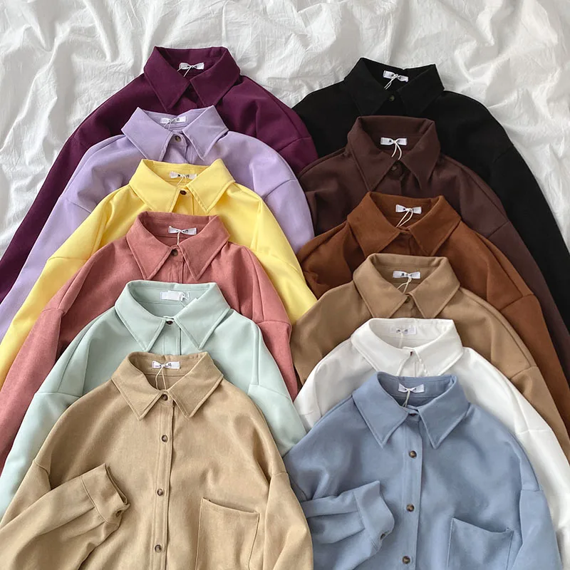 Women's Wear Solid 12 Colors Shirt 2021 Spring New Baggy Long Sleeves Casual All Match TOP Lapel Fashion Femme Blouse
Women's Wear Solid 12 Colors Shirt 2021 Spring New Baggy Long Sleeves Casual All Match TOP Lapel Fashion Femme Blouse