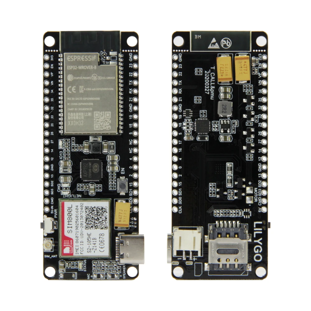 LILYGO®TTGO T-Call & PMU ESP32 беспроводной модуль SIM антенна SIM-карта SIM800L модуль макетная плата
LILYGO®TTGO T-Call & PMU ESP32 беспроводной модуль SIM антенна SIM-карта SIM800L модуль макетная плата