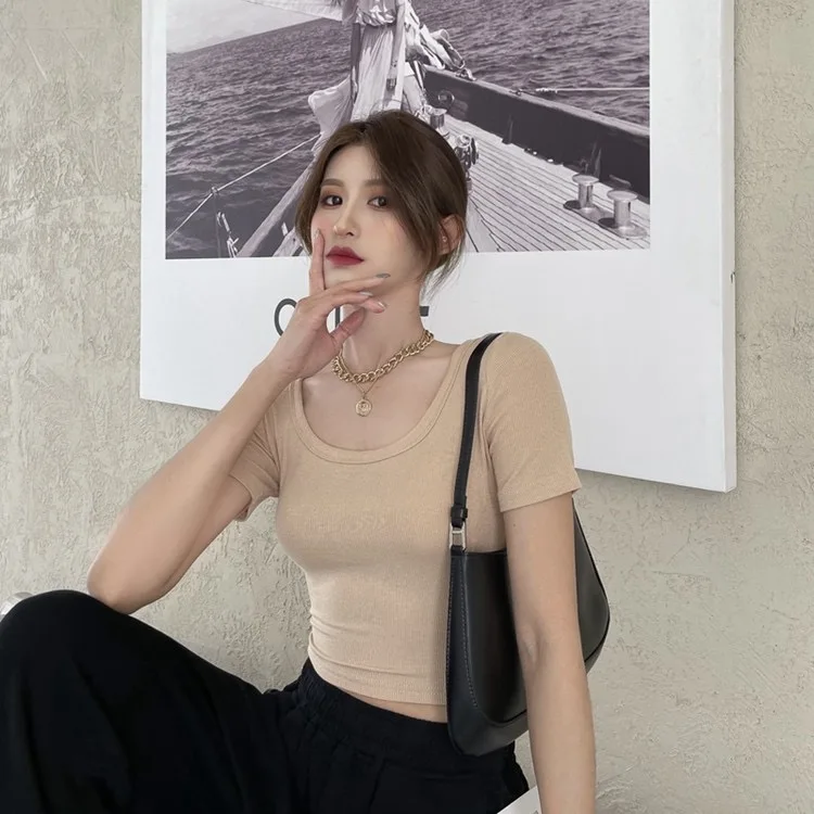Square Collar Solid T-shirt Women Short Sleeve Slim Casual Ladies Tops Korean Chic Basic All Match 2021 Summer T Shirts
Square Collar Solid T-shirt Women Short Sleeve Slim Casual Ladies Tops Korean Chic Basic All Match 2021 Summer T Shirts