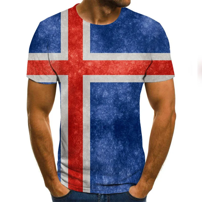 Мужская футболка с короткими рукавами Повседневная 3D принтом в виде флагов