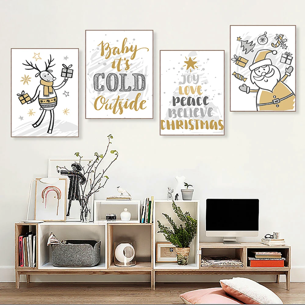 Cartoon Christmas Kids Wall Art Canvas Painting Nordic Posters and Prints Wall Pictures for Living Home Decoration Frameless
Cartoon Christmas Kids Wall Art Canvas Painting Nordic Posters and Prints Wall Pictures for Living Home Decoration Frameless