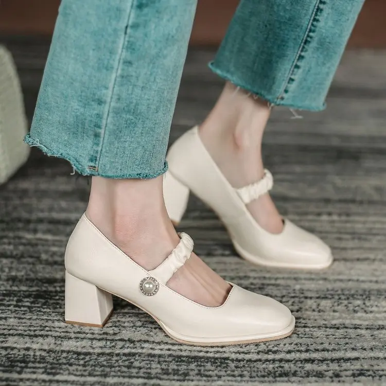 

Женские туфли мэри джейн на толстом каблуке, туфли на высоком каблуке во французском стиле, новинка весны-лета 2021