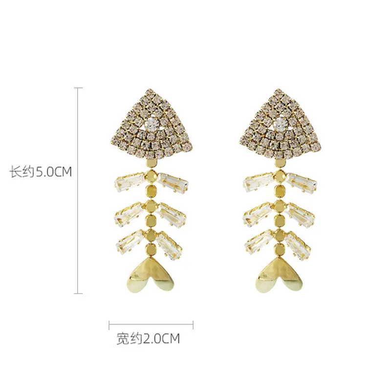 USTAR Crystal Fish Bone Drop Earrings for women Female Hyperbole gold Dangle Earring Fashion Jewelry Accessories Gifts
USTAR Crystal Fish Bone Drop Earrings for women Female Hyperbole gold Dangle Earring Fashion Jewelry Accessories Gifts