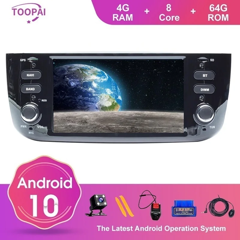 TOOPAI Android10 авто радио для Fiat Punto Linea evo 2012-2015 GPS навигация автомобильный