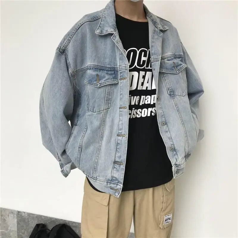 Denim Jacket Men 's 2021 Autumn Retro Light Korean Style Loose Washed-Out Polo Collar Top
Denim Jacket Men 's 2021 Autumn Retro Light Korean Style Loose Washed-Out Polo Collar Top