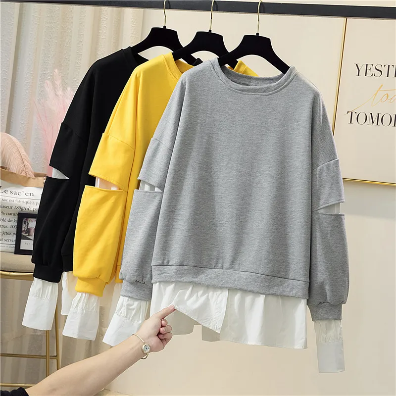 Black Yellow False Two Piece Sweet Fleeces Plus Large Size Oversize Korean Autumn Women'S Clothing Female Pulovers Sweatshirts
Black Yellow False Two Piece Sweet Fleeces Plus Large Size Oversize Korean Autumn Women'S Clothing Female Pulovers Sweatshirts