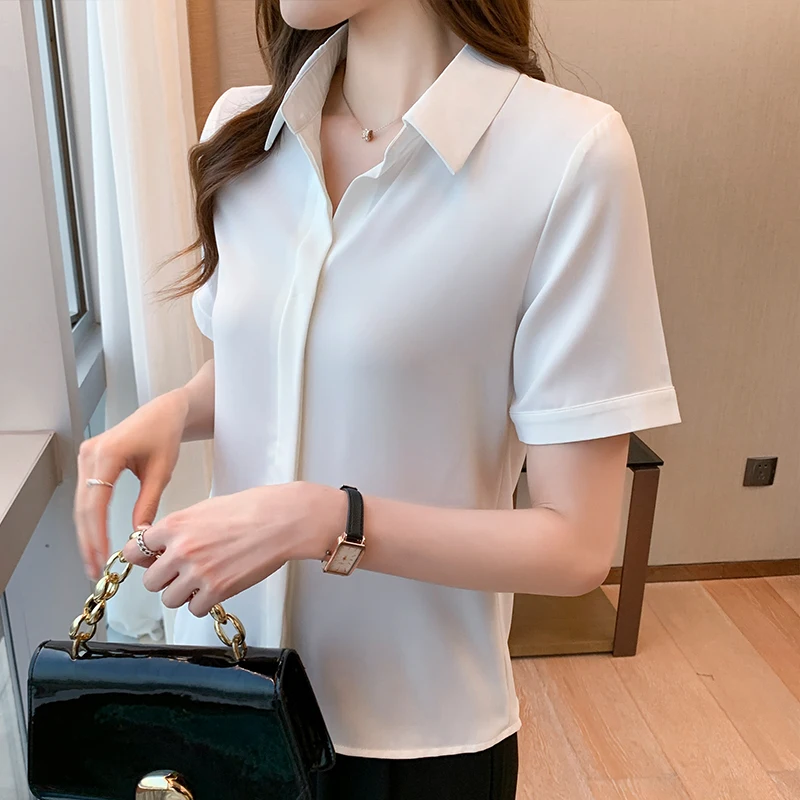 2021 Fashion Women's Shirt Chiffon White Blouse for Women Short Sleeve Shirts Office Lady Button Up Woman Tops Basic Shirt OL
2021 Fashion Women's Shirt Chiffon White Blouse for Women Short Sleeve Shirts Office Lady Button Up Woman Tops Basic Shirt OL
