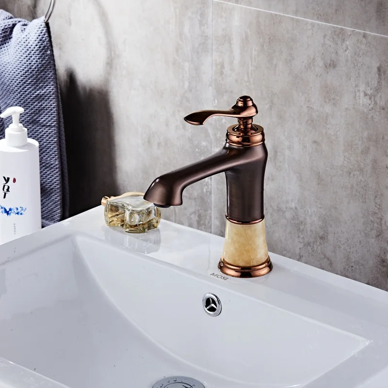 Bathroom Faucets Oil-rubbed Bronze Faucet Brass jade Basin Mixer Tap Hot and Cold Water Tap Sink Crane
Bathroom Faucets Oil-rubbed Bronze Faucet Brass jade Basin Mixer Tap Hot and Cold Water Tap Sink Crane