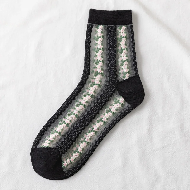 Spring And Summer Small Floral Card Silk Pile Women's Socks Tube Socks Glass Silk Side Floral Socks Comfortable Breathable Socks
Spring And Summer Small Floral Card Silk Pile Women's Socks Tube Socks Glass Silk Side Floral Socks Comfortable Breathable Socks