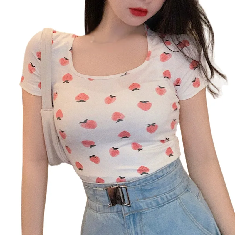 Short Sleeve T-shirt Female Summer Square Collar Women Slim Sexy Navel Exposed Tee Shirts
Short Sleeve T-shirt Female Summer Square Collar Women Slim Sexy Navel Exposed Tee Shirts
