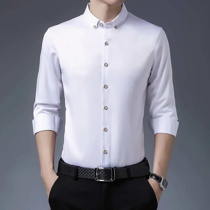 New White Dress Shirts Men Classic Solid Color Long Sleeve Men Shirt Yellow Shirt Slim Fit Camisa Masculina C694
New White Dress Shirts Men Classic Solid Color Long Sleeve Men Shirt Yellow Shirt Slim Fit Camisa Masculina C694
