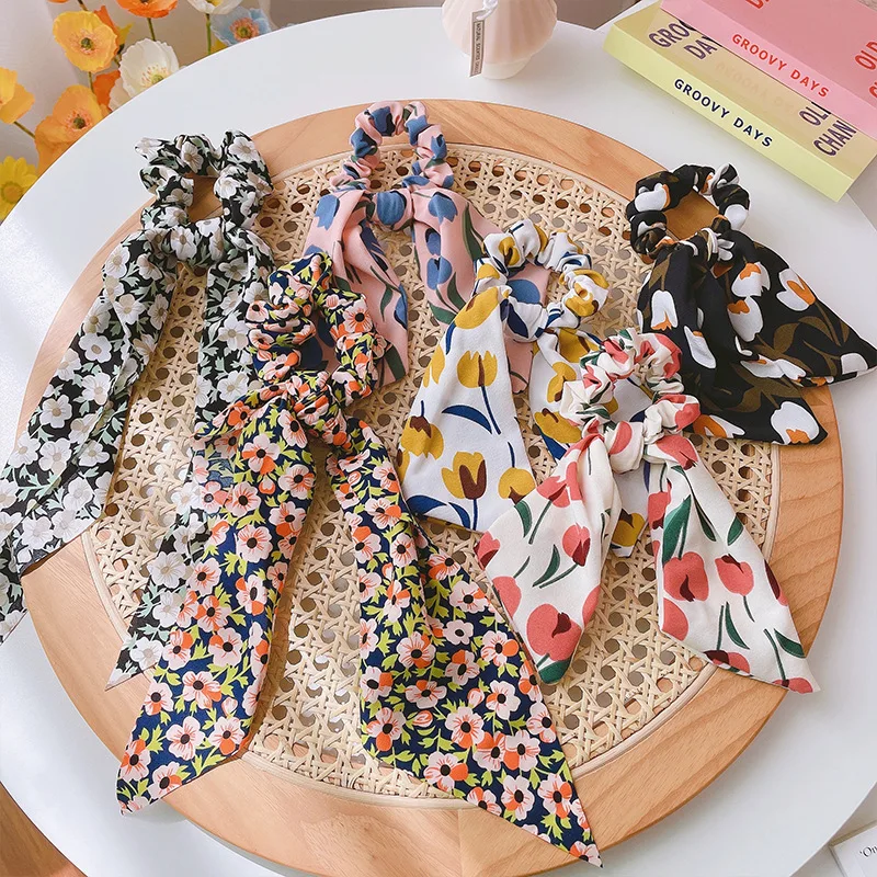 Sweet Floral Print Scrunchies Korean New Elastic Hair Bands Witn Bows Ribbon Hair Accessories for Women Girls Ponytail Holder
Sweet Floral Print Scrunchies Korean New Elastic Hair Bands Witn Bows Ribbon Hair Accessories for Women Girls Ponytail Holder