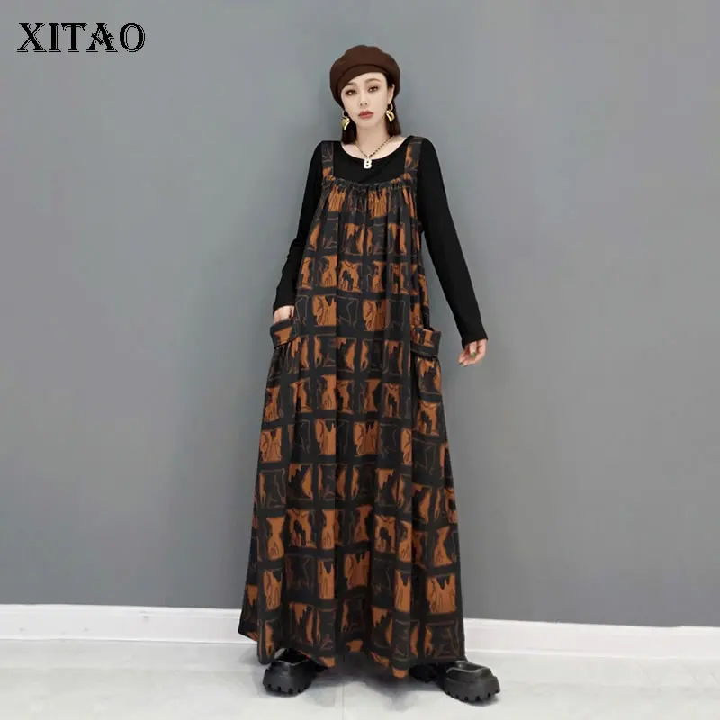 XITAO Vintage Print Suspender Dress Collocation Black Casual Base T-shirt Two-piece Suit 2021 Autumn New Loose Women GWJ0767
XITAO Vintage Print Suspender Dress Collocation Black Casual Base T-shirt Two-piece Suit 2021 Autumn New Loose Women GWJ0767