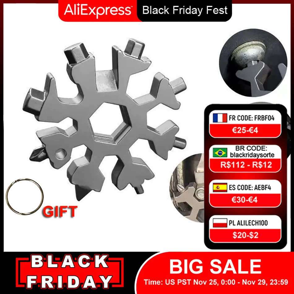 18 In 1 Snowflake Snow Wrench Tool Spanner Bicycle Repair Tools Survival Camping Accessories Outdoor Multi Tools Screwdriver
18 In 1 Snowflake Snow Wrench Tool Spanner Bicycle Repair Tools Survival Camping Accessories Outdoor Multi Tools Screwdriver