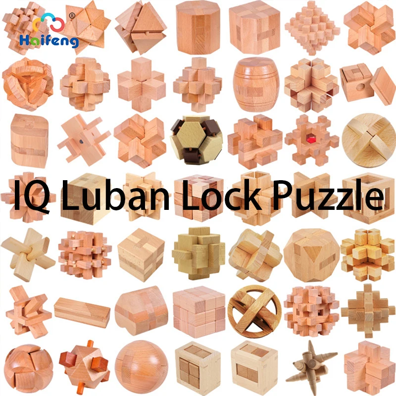 IQ Luban Lock Puzzles Ming Wooden Toys Lock Puzzle For Kids 3D Puzzle Game Toy Adults Brain Teasers Interlocking for Children
IQ Luban Lock Puzzles Ming Wooden Toys Lock Puzzle For Kids 3D Puzzle Game Toy Adults Brain Teasers Interlocking for Children