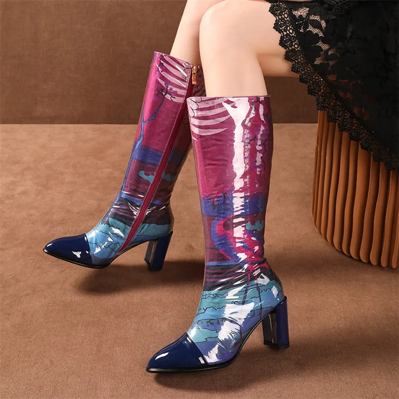 ANNYMOLI Winter Knee High Boots Women Natural Genuine Leather Flower Chunky High Heel Tall Boots Mixed Colors Zipper Shoes Lady
ANNYMOLI Winter Knee High Boots Women Natural Genuine Leather Flower Chunky High Heel Tall Boots Mixed Colors Zipper Shoes Lady