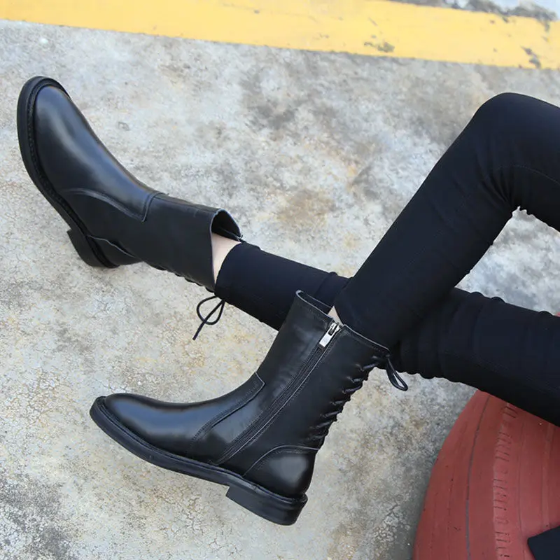 Women Platform Martin Boots Genuine Leather Ankle Boots Zipper Shoes Autumn Winter Lace Up Black Boots Square Med Heel Hot
Women Platform Martin Boots Genuine Leather Ankle Boots Zipper Shoes Autumn Winter Lace Up Black Boots Square Med Heel Hot