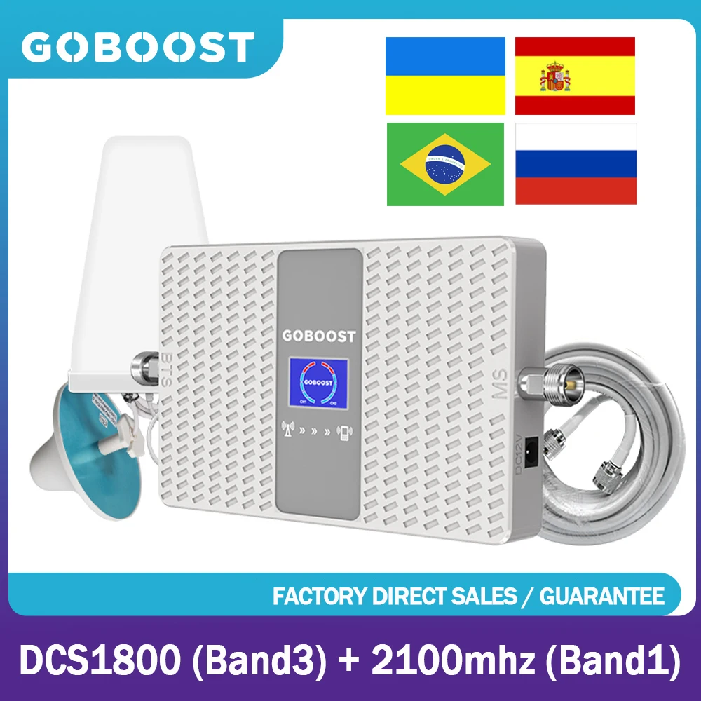 GOBOOST 3G 4G Signal Amplifier LTE 1800 Signal Booster WCDMA2100 Dual Band Cellular Repeater Network Booster Amplifier Antenna
GOBOOST 3G 4G Signal Amplifier LTE 1800 Signal Booster WCDMA2100 Dual Band Cellular Repeater Network Booster Amplifier Antenna